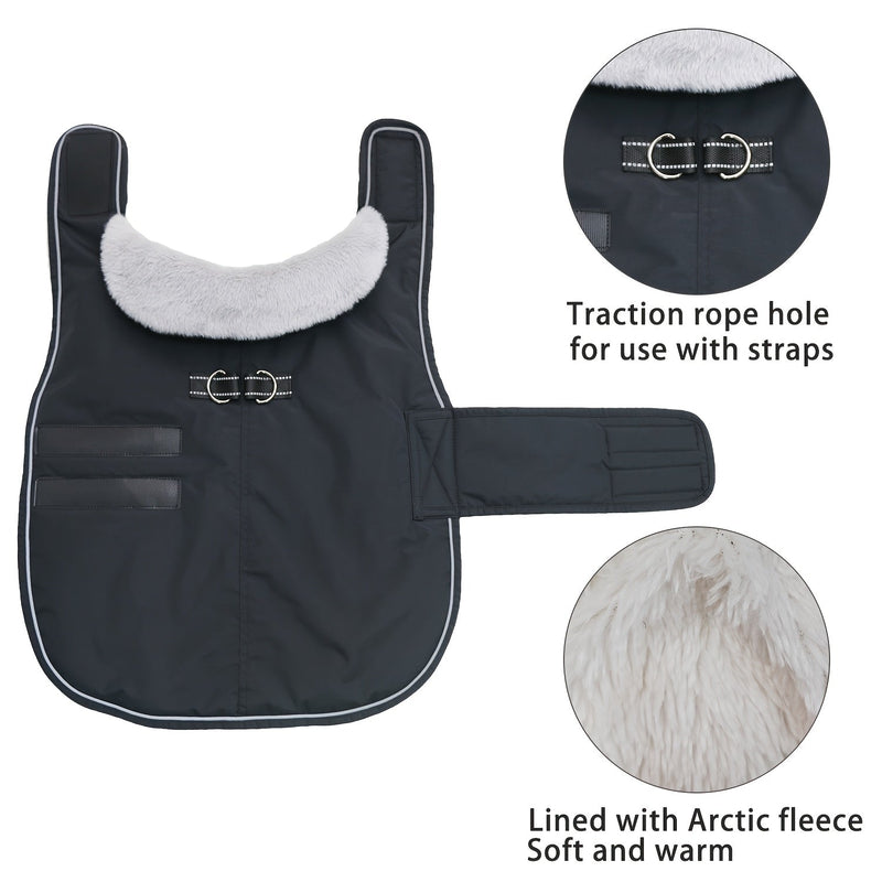 Dog coat with warm lining for various dog breeds for winter use