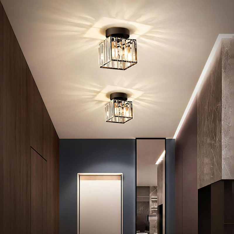 Modern Geometric Ceiling Light with Glass Shade