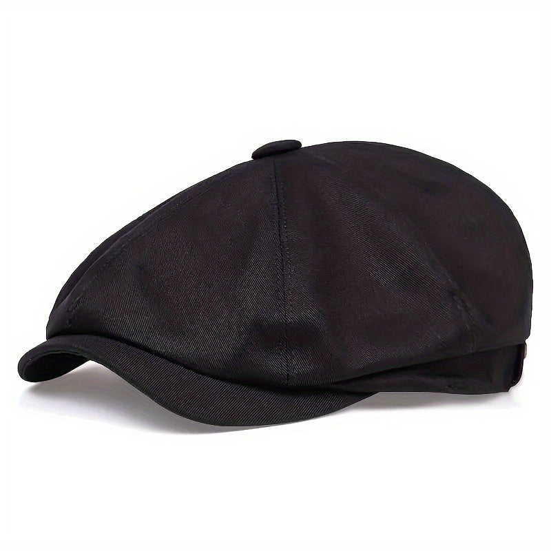 Men's Retro Flat Cap with Herringbone Pattern – Vintage Look Accessory