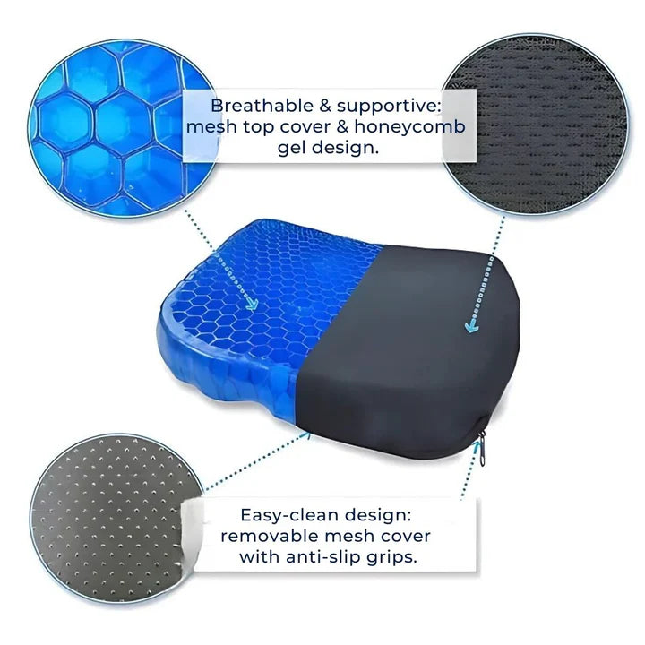 Orthopaedic Gel Seat Cushion with Honeycomb Design for Everyday Comfort