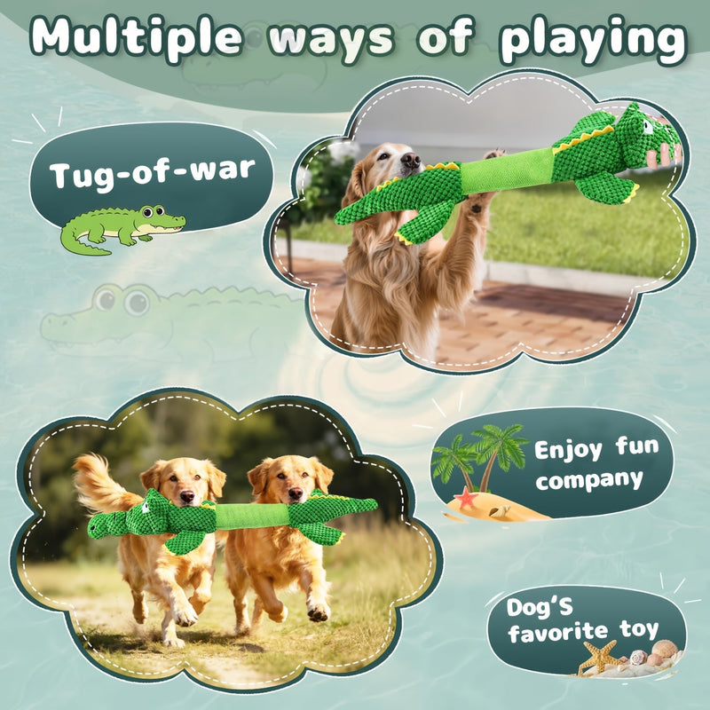 Sturdy Crocodile Dog Toy with Squeaker for Tug-of-War and Interactive Play