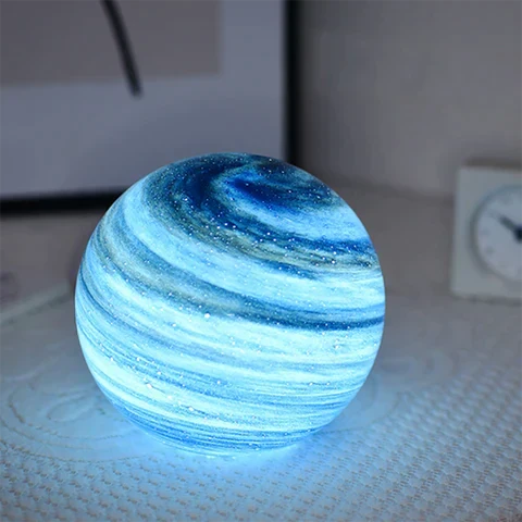 Swirled Glass Sphere LED Table Lamp with USB Power and Remote