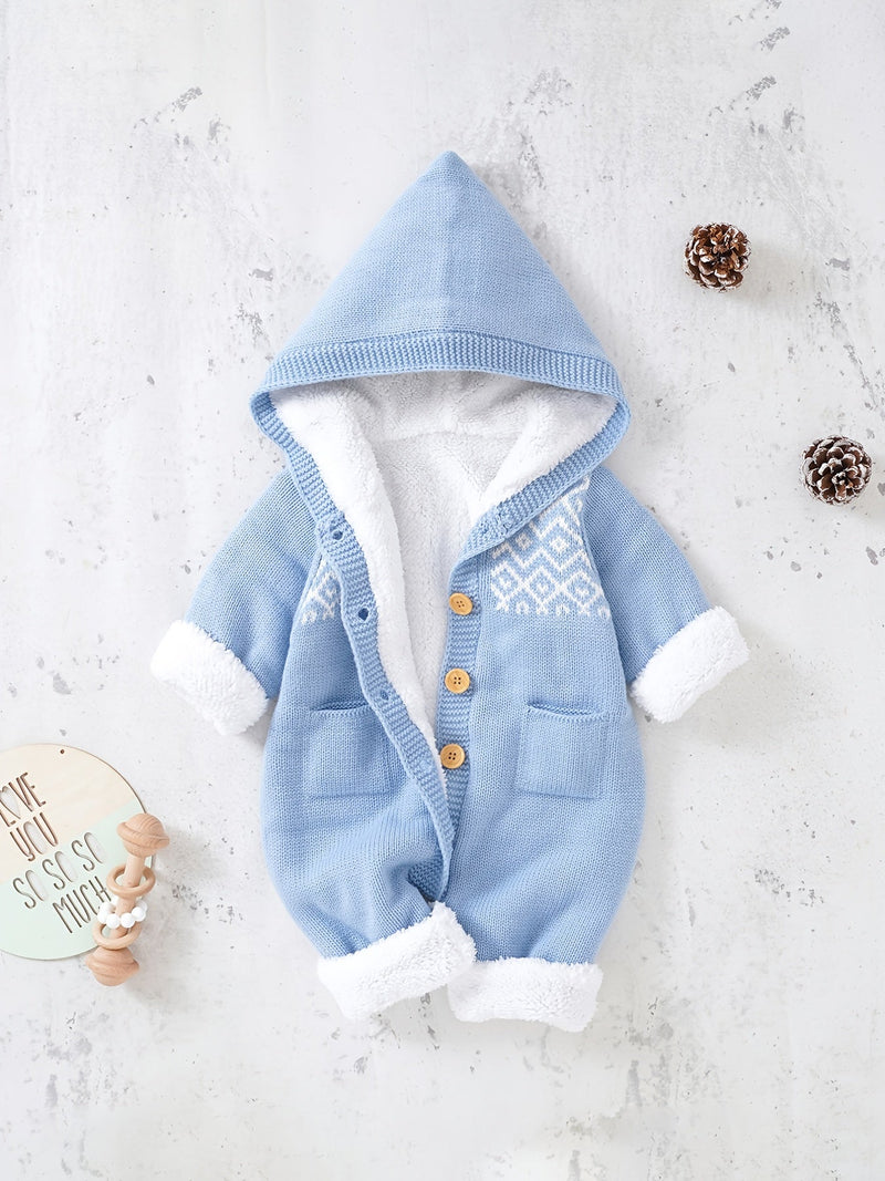 Baby knitted jumpsuit with hood – Warm and comfortable