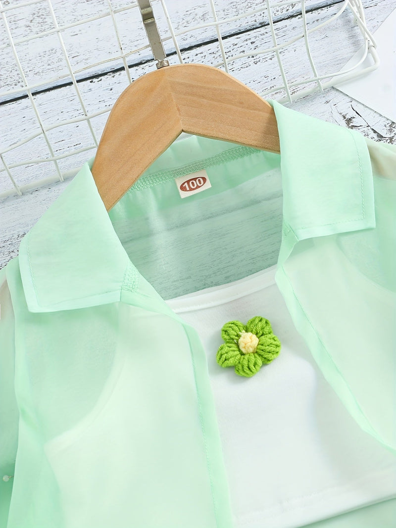 Lightweight Girls' Summer Set with Blouse and Shorts