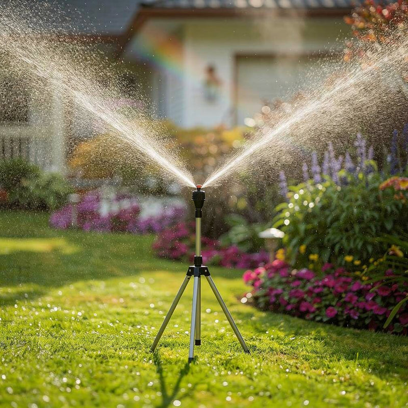 360-Degree Garden Sprinkler with Tripod Stand for Lawn Watering