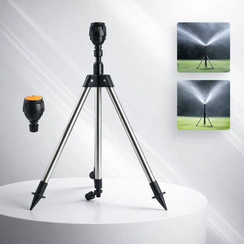 360-Degree Garden Sprinkler with Tripod Stand for Lawn Watering