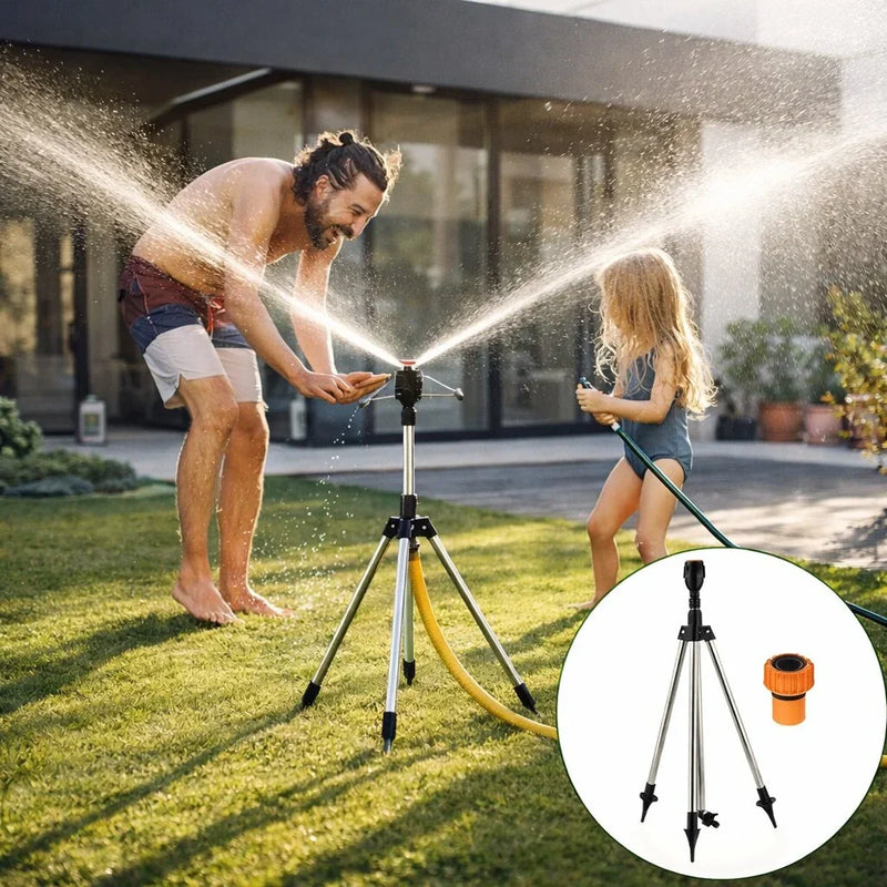 360-Degree Garden Sprinkler with Tripod Stand for Lawn Watering