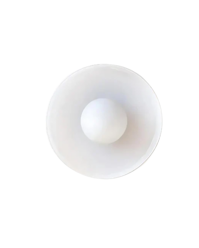 Sculptural Glass Wall Sconce with Central Globe Light & Circular Shade