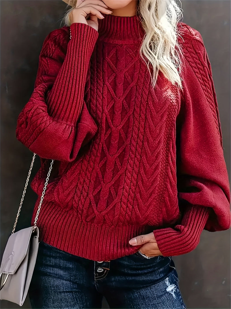 Ladies Knitted Pullover with High Neck – Elegant and Comfortable