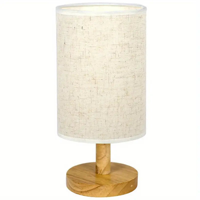 Minimalist Table Lamp with Wooden Base and Fabric Shade for Atmospheric Light