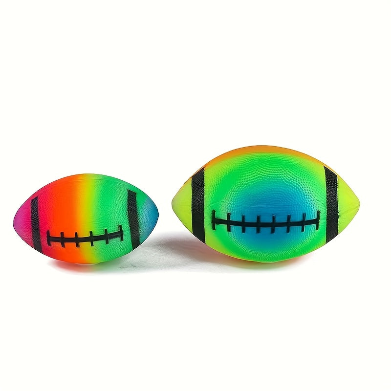 Colourful Rainbow Rugby Ball for Outdoor Play and Active Games