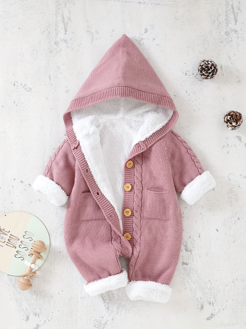 Baby knitted jumpsuit with hood – Warm and comfortable