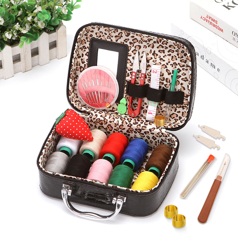 Complete Portable Sewing Kit in Luxury Faux Leather Case – Compact and Practical