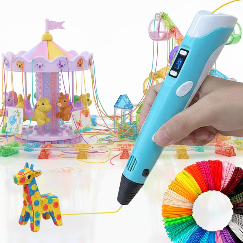 Geartech 3D Printing Pen with Adjustable Speed & 50 m Colour Filament Set