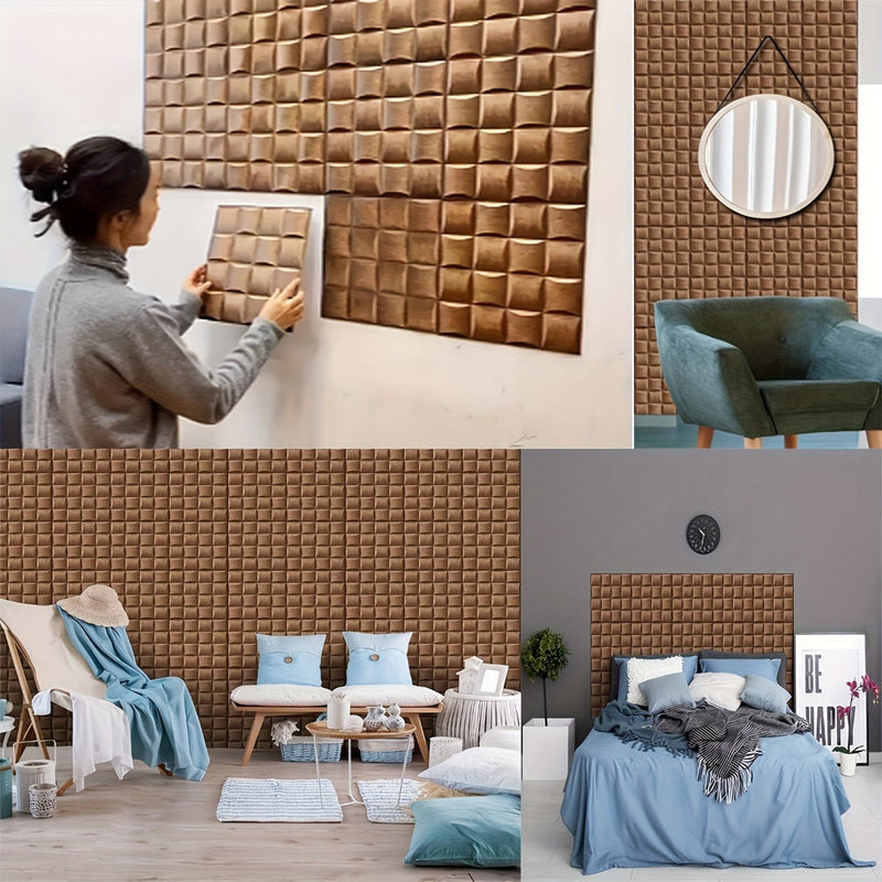 Self-Adhesive 3D Wall Panels with Wood Texture and Waterproof Design for Interiors