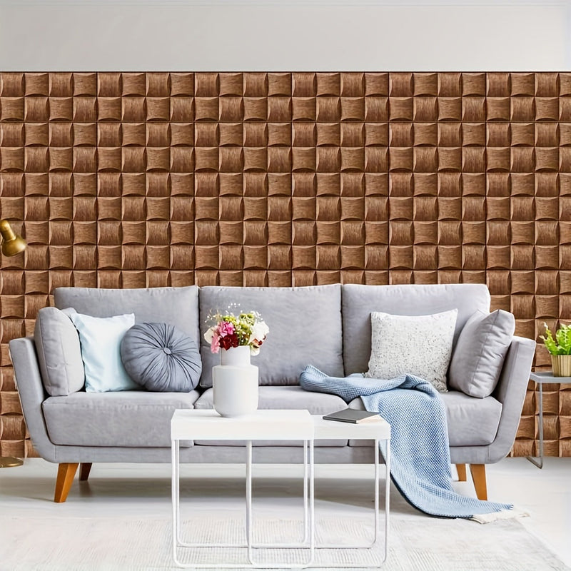 Self-Adhesive 3D Wall Panels with Wood Texture and Waterproof Design for Interiors