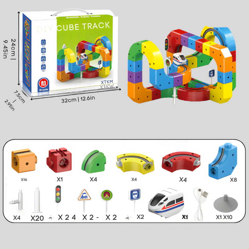 Mechanical 3D Locomotive Building Set with Track