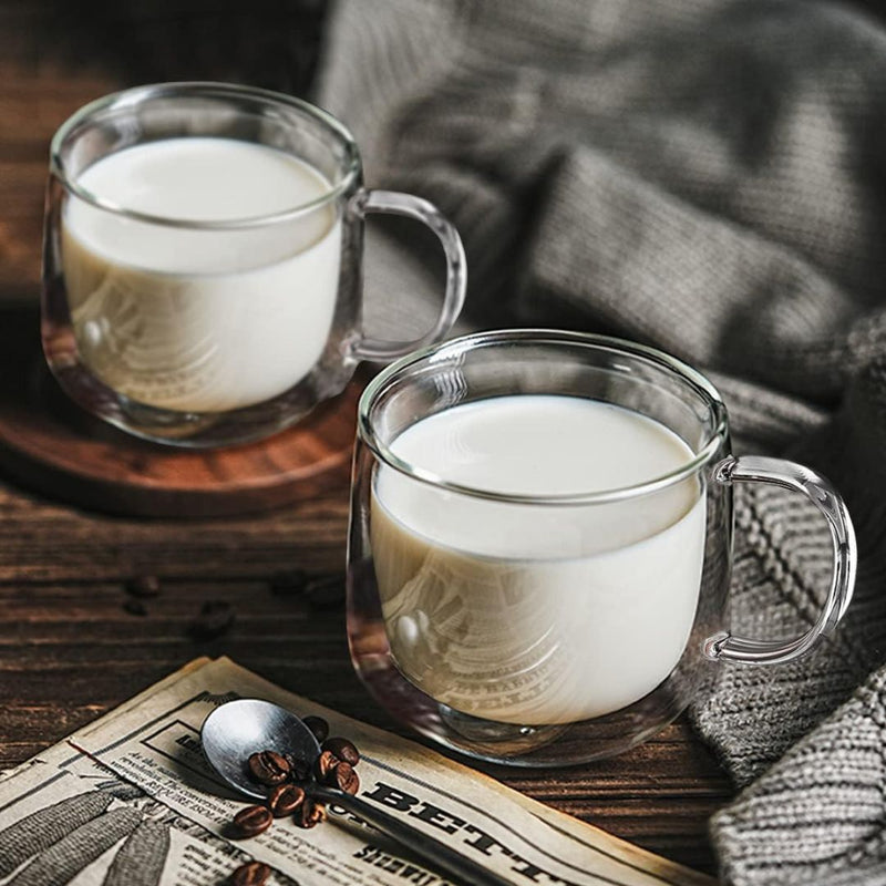 Double-Walled Glass Mugs with Insulation for Hot and Cold Drinks