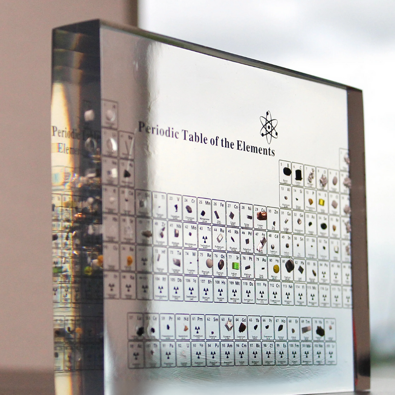 Illuminated Periodic Table Display with Real Elements