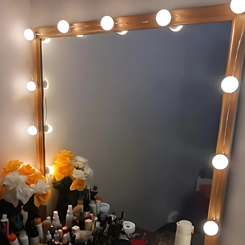 Dimmable LED Mirror Lighting with Light Balls and Adjustable Make-Up Lighting