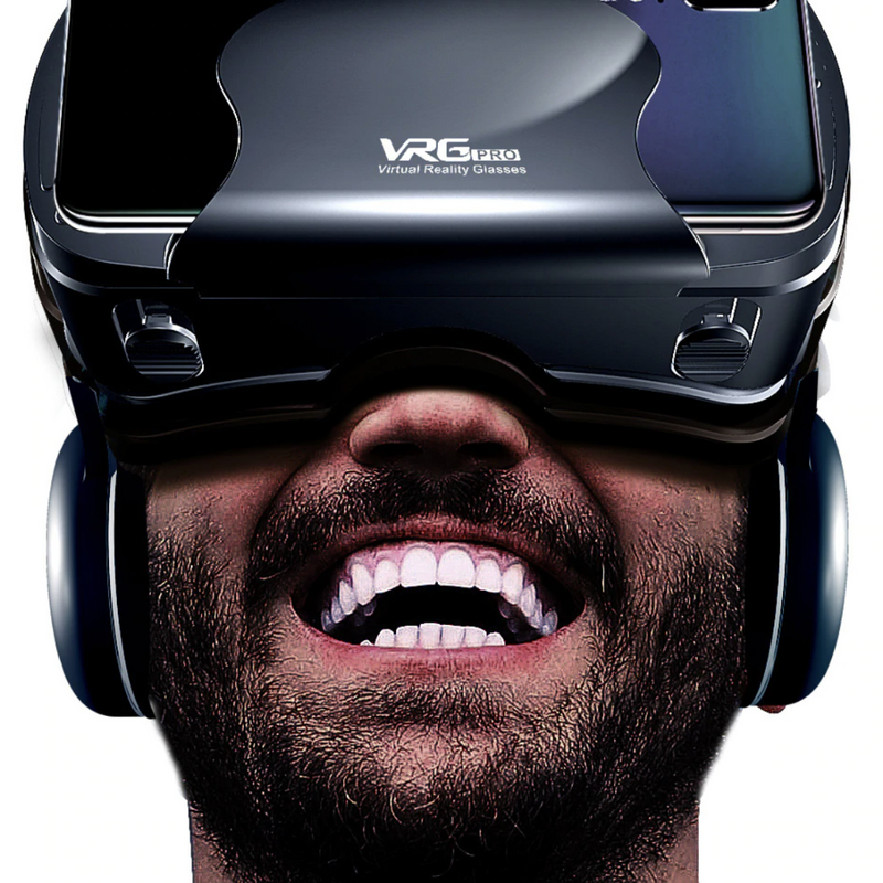 Smartphone VR Headset with Integrated Headphones and Adjustable Lenses