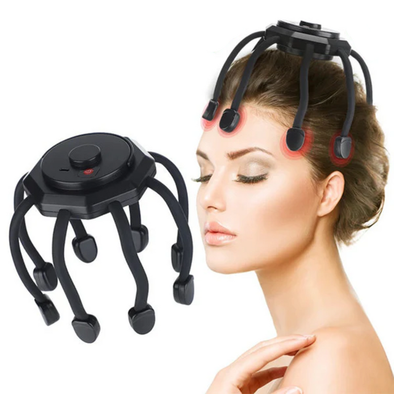 Rechargeable Electric Head and Scalp Massager with Flexible Arms