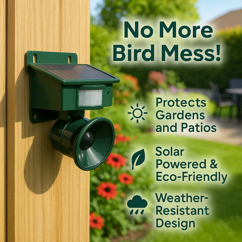Outdoor Motion Sensor Bird Repeller with Adjustable Sound Modes