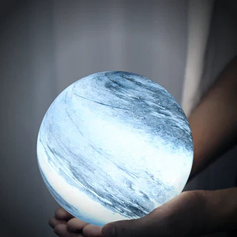 Swirled Glass Sphere LED Table Lamp with USB Power and Remote