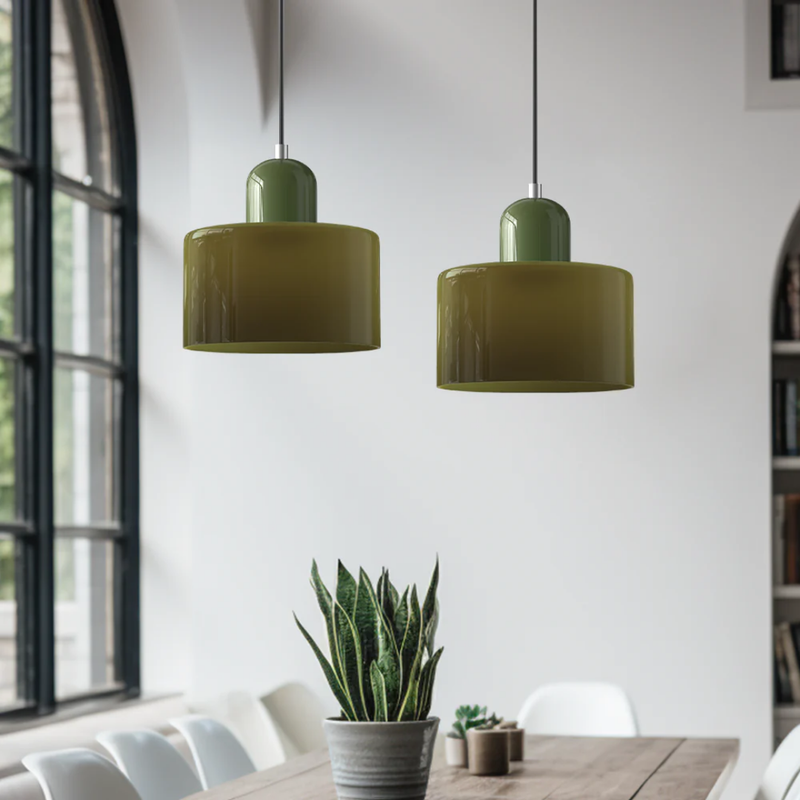 Retro Pendant Lamp with Glass Shade and Adjustable Cord for a Warm Atmosphere