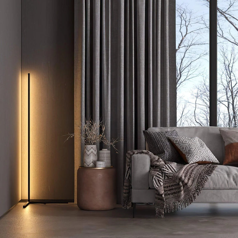 Minimalist LED Floor Lamp with Dimmable Light Settings and Modern Linear Design