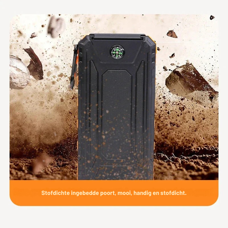 Portable Solar Power Bank with Fast Charging and Dual LED Torch for Outdoor