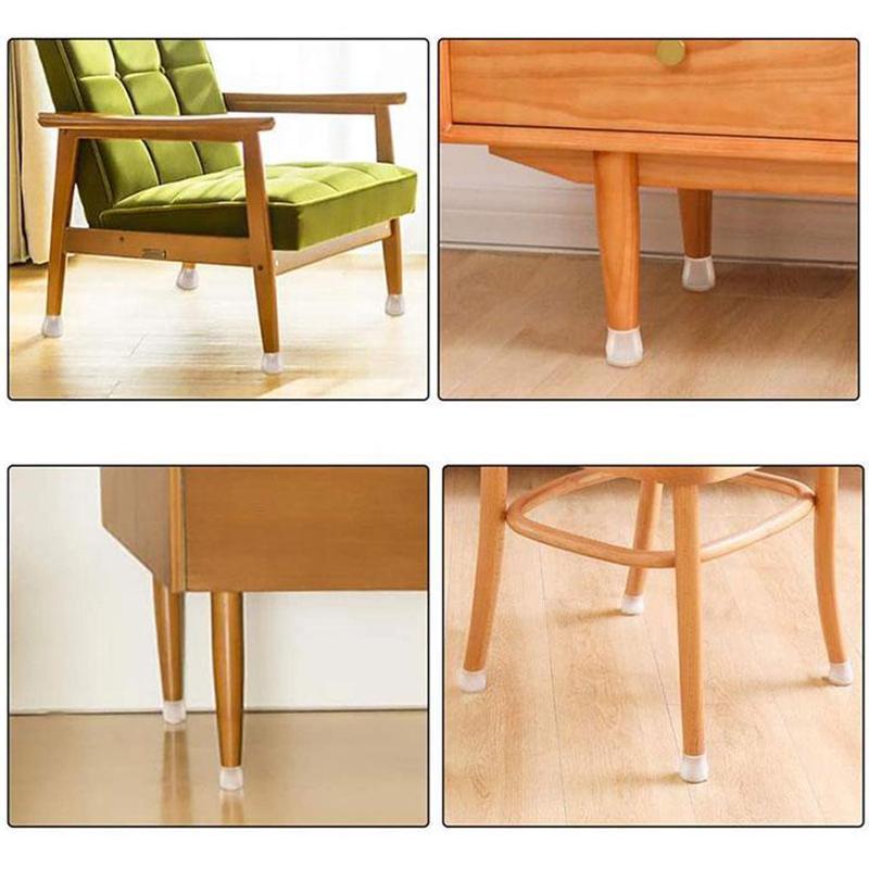 FlexiGrip Pro – Transparent Silicone Chair Leg Covers with Anti-Slip Felt Base