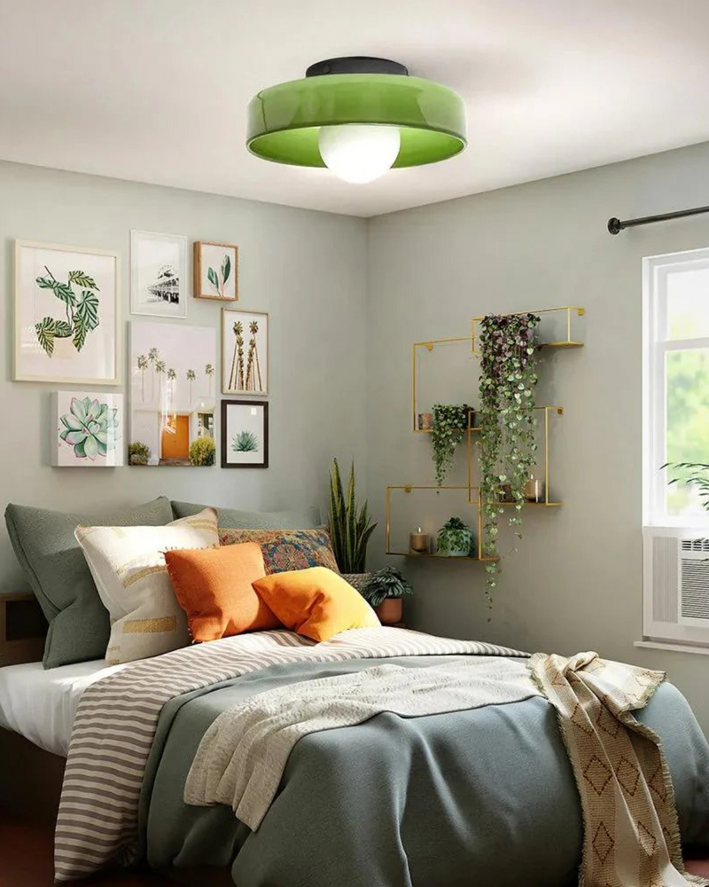 Sculptural Glass Wall Sconce with Central Globe Light & Circular Shade