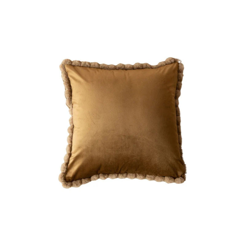 Velvet Pom-Pom Trim Cushion Cover for Sofas, Beds and Armchairs