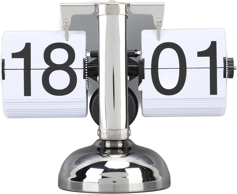 Retro Flip Desk Clock with Quartz Movement and Freestanding Base