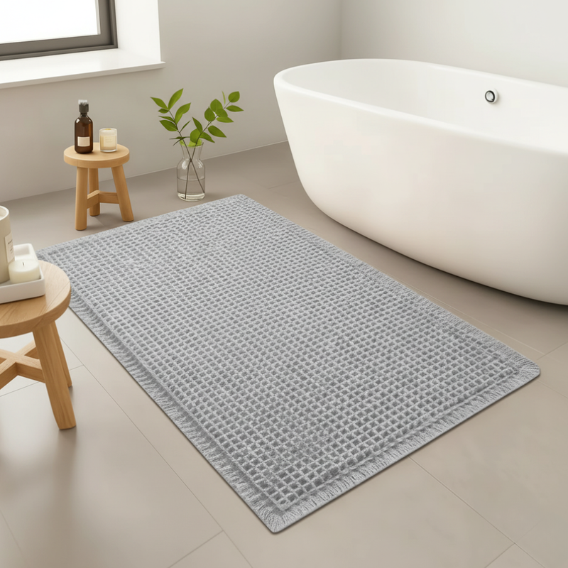 Waffle Bath Mat with Absorbent Microfibre and Non-Slip Backing