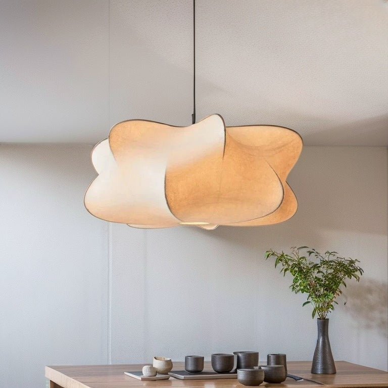 Japanese-Inspired Pleated Silk Pendant Light for Interiors