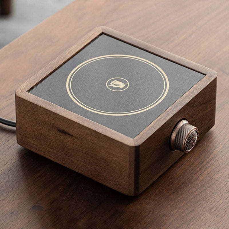 Electric Tea Warmer Made of Walnut with Adjustable Temperature