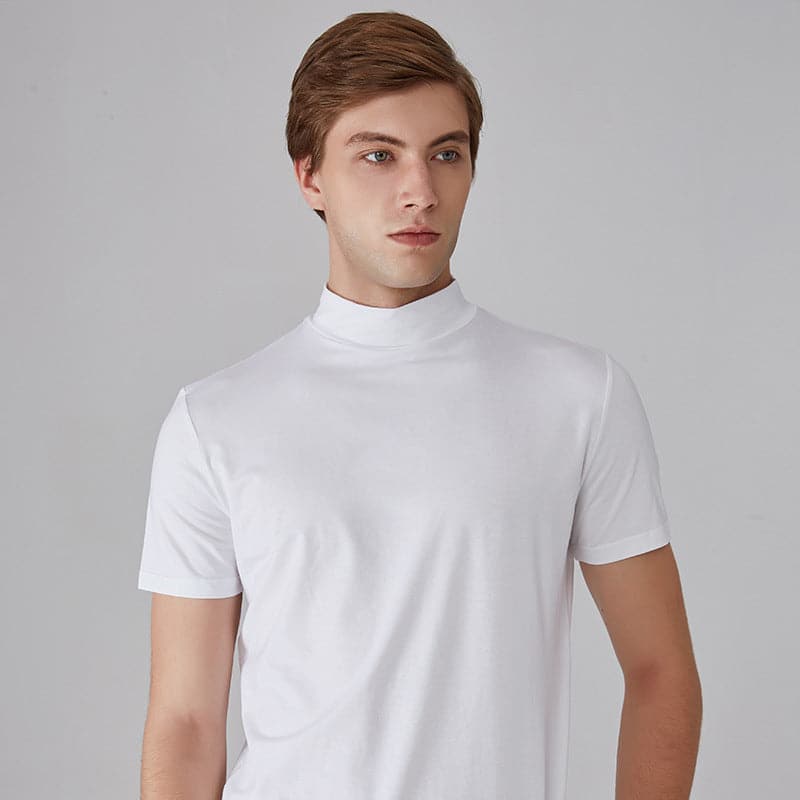 Men's Slim Fit T-Shirt with High Collar and Modern Fit