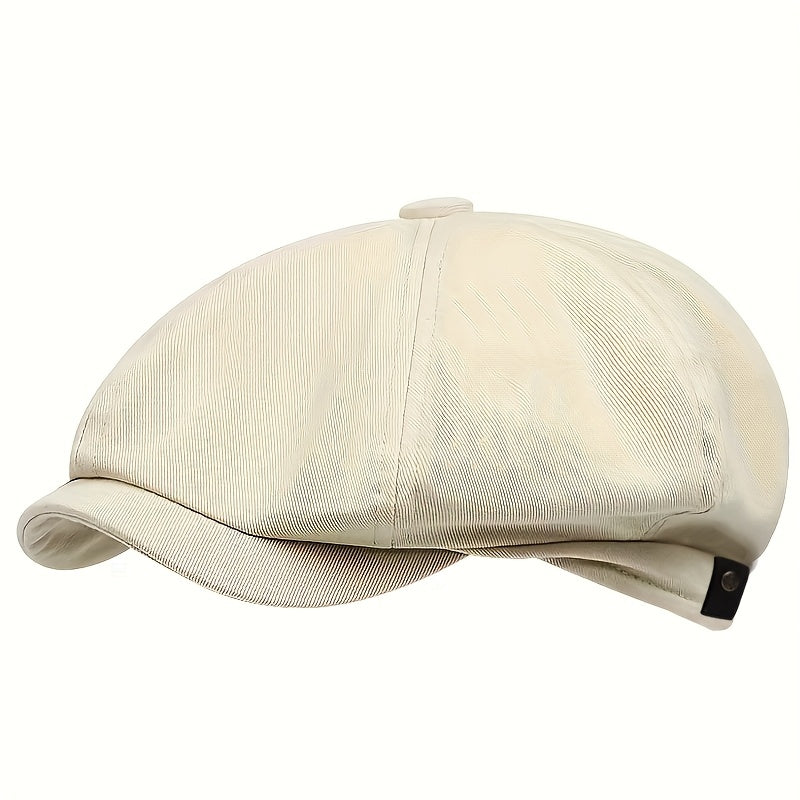 Men's Retro Flat Cap with Herringbone Pattern – Vintage Look Accessory