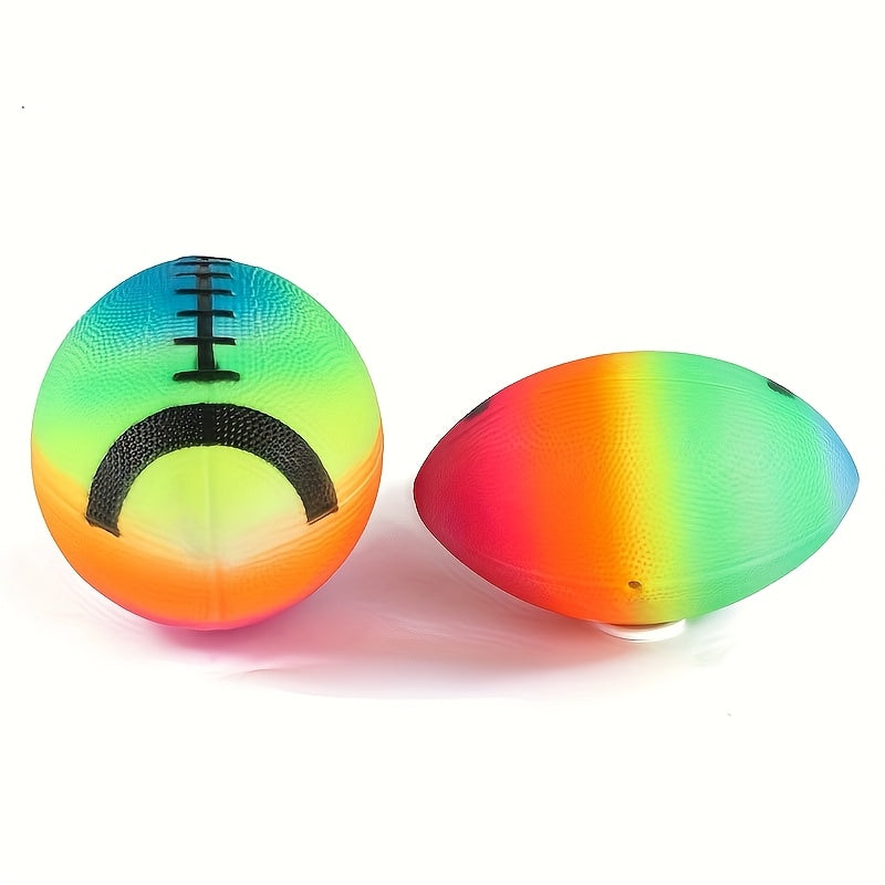 Colourful Rainbow Rugby Ball for Outdoor Play and Active Games