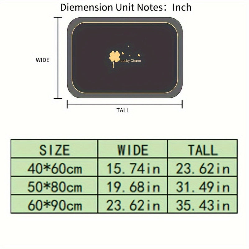 Lucky Charm Quick-Drying Bathroom Mat - Geometric Design with Non-Slip for Shower and Entrance