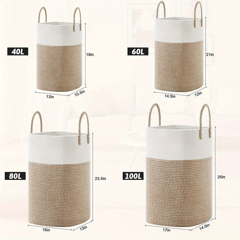 Extra Large Woven Laundry Basket - Space for All Your Things, Durable and Practical