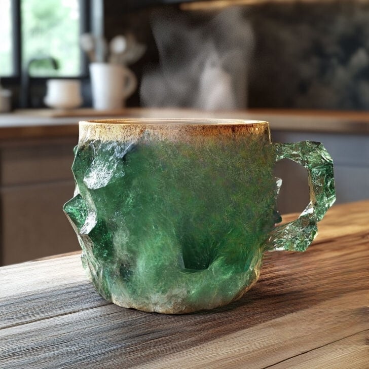 Gemstone Inspired Crystal Mug with Sculptural Finish