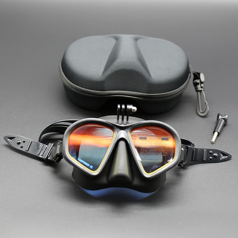 Tempered Diving Mask with Storage Case - Dive Goggles with Anti-Fog and Camera Mount