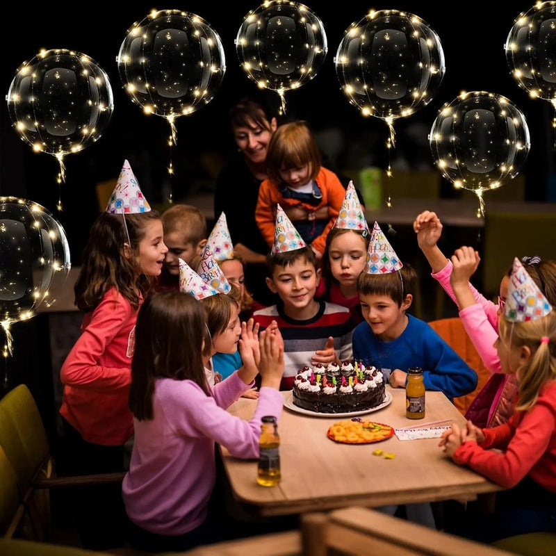 Transparent LED Balloons with Warm White Lights – Set of 10