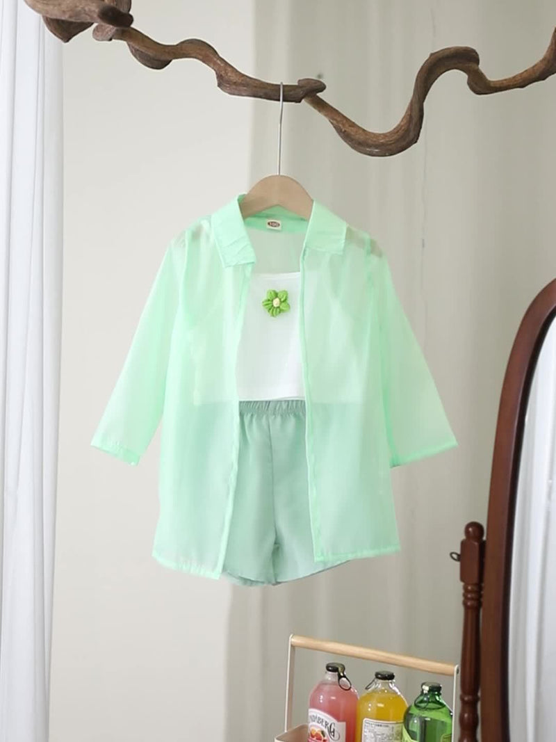 Lightweight Girls' Summer Set with Blouse and Shorts