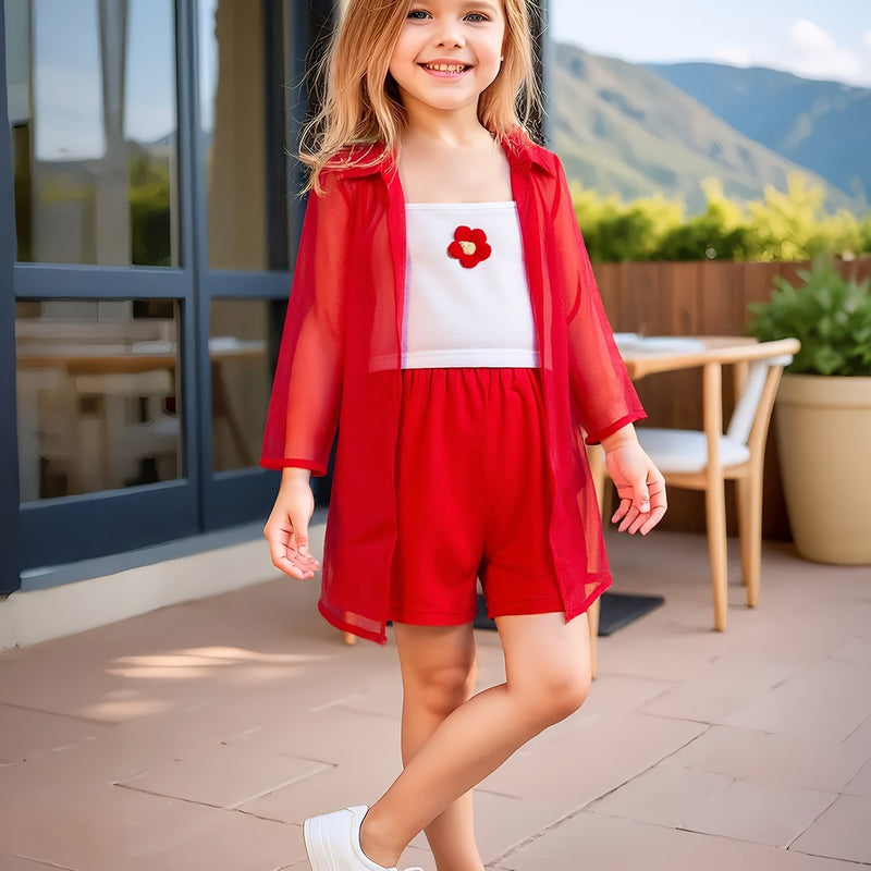 Lightweight Girls' Summer Set with Blouse and Shorts