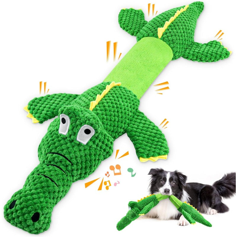 Sturdy Crocodile Dog Toy with Squeaker for Tug-of-War and Interactive Play