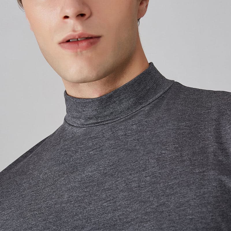 Men's Slim Fit T-Shirt with High Collar and Modern Fit
